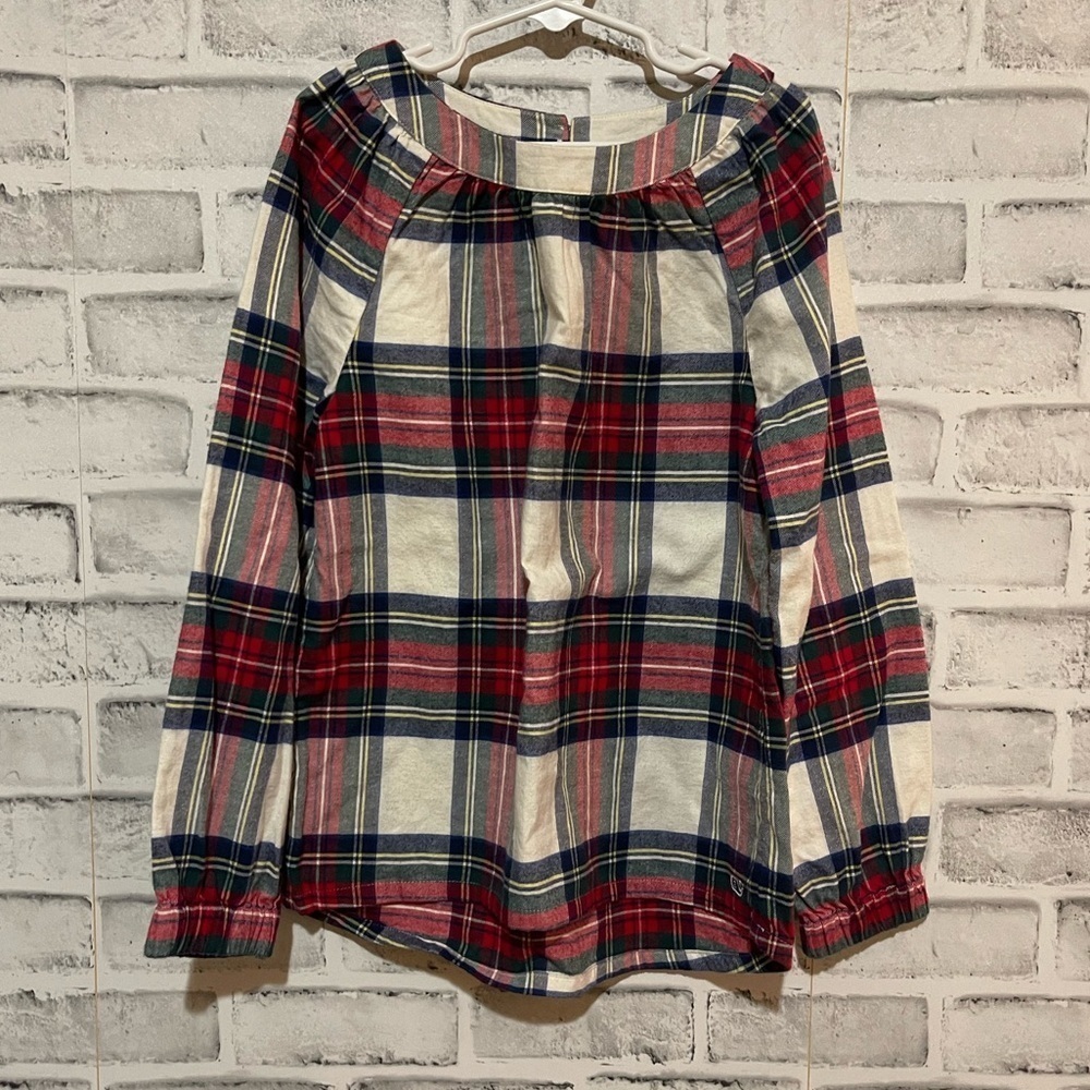 Girl’s Vineyard Vines Jolly plaid flannel long sleeve shirt Medium
